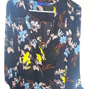 Apt. 19 sheer black blouse with zipper and long sleeve